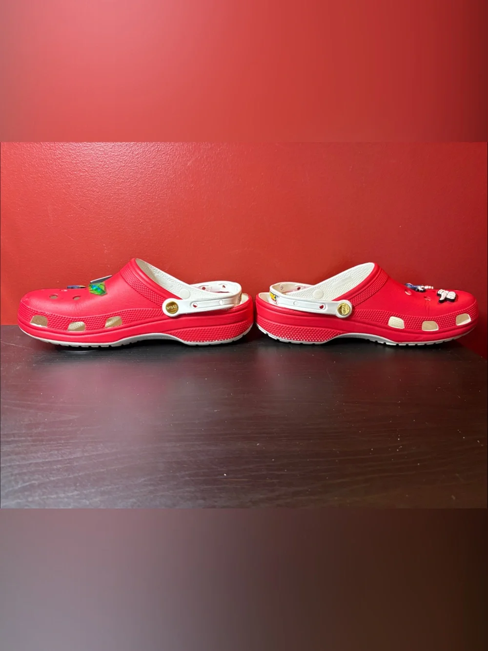 CROCS Red Clog Sandals with Sonic Character Charms
